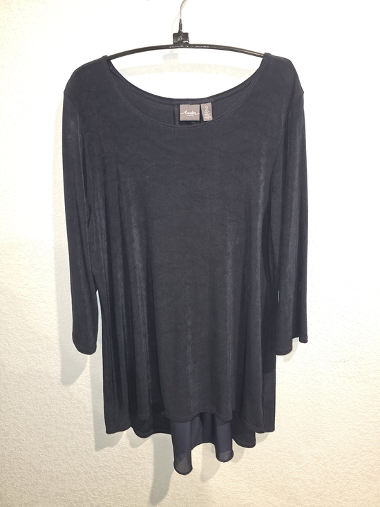 Chico's Tops - Travelers by Chico's Black High-Low Tunic Top - Size 2 (US 12/Large)